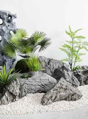 玻钢璃缸假山户外大型石软装造景室NCZ内头花园庭院室外鱼池装饰