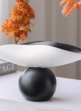 简约现代创意球形黑白拼色托盘客厅茶几摆设酒店艺术装饰几何摆件