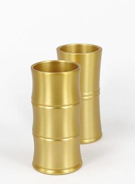 黄铜竹节香道瓶多节款笔筒茶道香道用品灰押勺铲工具收纳黄铜花瓶