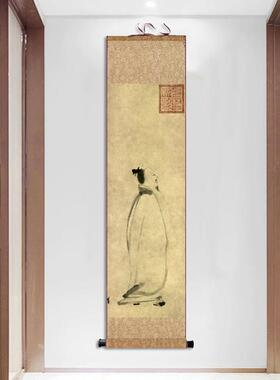 宋代字画山水画听琴图茶楼装饰卷轴画丝绢挂画办公室壁画礼品字画