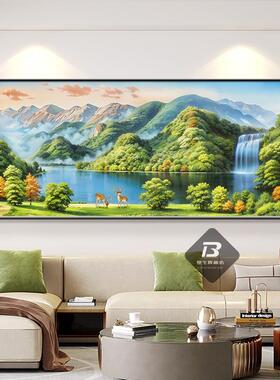 现代简约青山流水风景壁画 客厅办公室装饰山水挂画 可定制烤瓷画