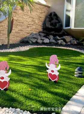 跨境热销情人节爱心地插新款庭院花园节日装饰牌金属卡通铁艺制品