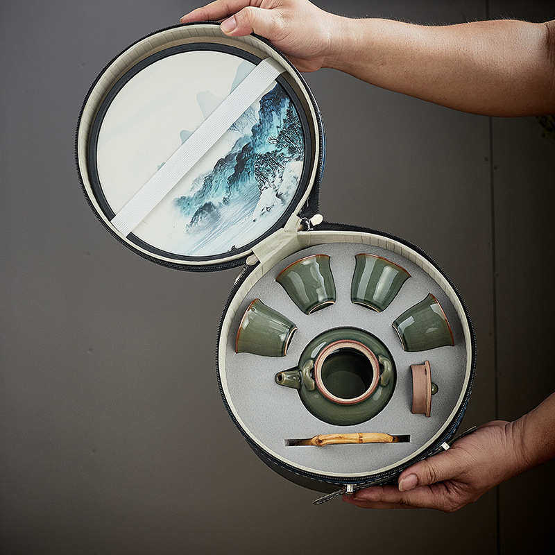 旅行茶具套装便携包家用户外一壶四杯小套装陶瓷茶壶商务伴手礼品,淘宝优惠券,粉丝福利购,淘宝优惠卷