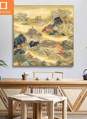 网红蓬莱仙境图画仙堂堂口背景山水挂画佛道装饰画神龛墙壁面装画