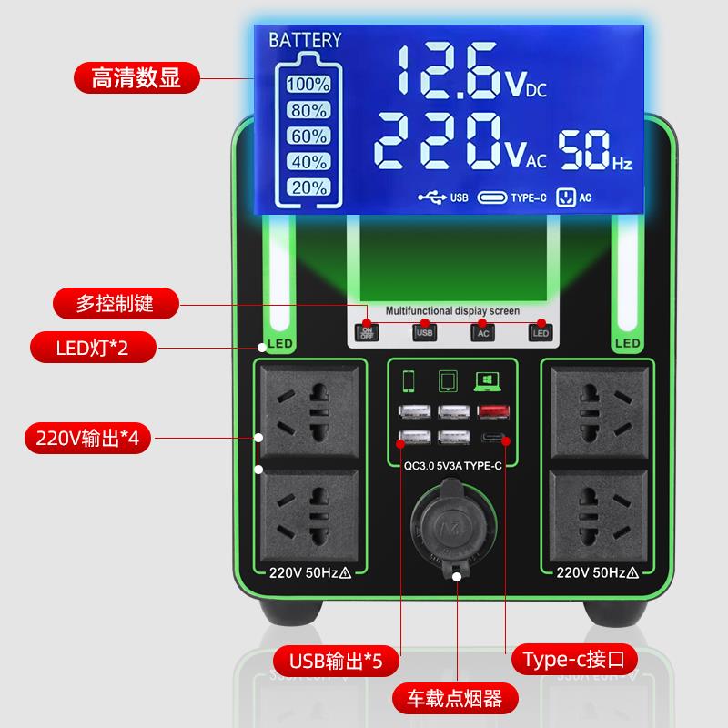 220v户外自驾游车载露营摆摊太阳储能大容量便携式移动蓄电池电源 - 图1