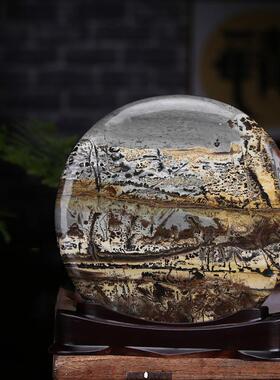 天然奇石原石国画画石靠山石办公室观光石桌面工艺礼品摆饰红色长