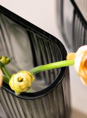 现代欧式U型花瓶玻璃水养水培养植物干插花玻璃瓶装饰品客厅摆件