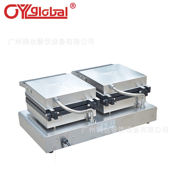 Commercial electric heating double-head square waffle oven pancake machine grid Q crepe machine waffle machine snack equipment