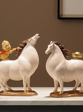 马上有钱家客厅酒柜装饰品件老板办公35864摆桌面摆设马到成居功