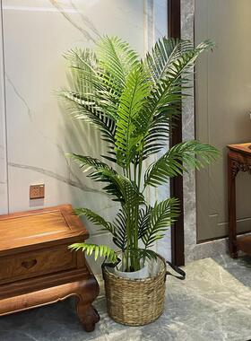 彷真绿色植物散尾葵室内客厅高端轻奢落地盆栽大型摆件装饰彷生假