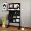 .Vertical perforated board storage rack floor-standing punch-free modern simple iron wall storage computer desk book