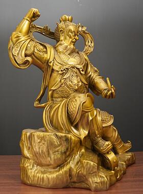 黄铜王灵官摆件火神王善护法尊神供奉客厅家用桌面全铜装饰品送礼