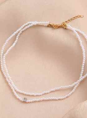 Pearl necklace woman覆古气质珍珠项炼女小众设计锁骨炼短款颈炼