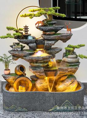 大型落地假山循环流水喷泉鱼池客厅户外玄关公司开业招财装饰摆件