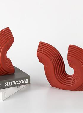 简约现代抽象艺术S型装饰摆件客厅样板房博古架卧室书房书挡饰品