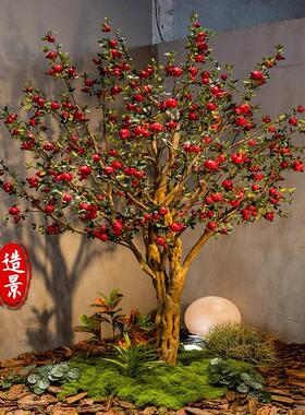 仿真石榴树室内装饰假树落地摆件新年许愿树水果树造景绿植摆件
