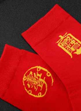 紫微讳太岁袜七星五帝钱袜2026马年貔貅招财袜精梳棉春节本命红袜