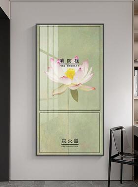 消火栓山水画开门挂画面板挡门箱可定制大尺寸消防栓遮挡装饰画