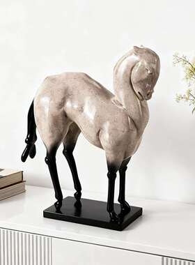 新式家居桌面雕马玄关中柜体骏马塑SUH摆件展厅办公室装饰品