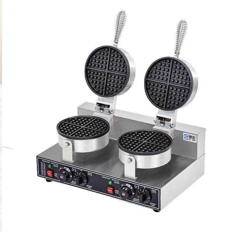 Double-head waffle oven, commercial waffle maker, heart-shaped electric heating pancake machine, commercial waffle maker, electromechanical pancake stall manufacturer