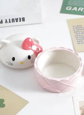 凯蒂猫陶瓷碗烟灰缸可爱少女心卡通储物罐客厅卧室装饰装饰品