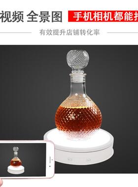 发光旋转电动转盘直播摄影拍照展柜带灯展示台LED灯发光转盘云台