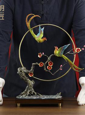 大明铜匠《花好月圆》喜上眉梢喜鹊摆件玄关电视柜装饰品结婚礼物