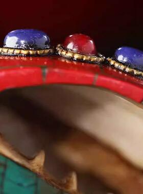 2026尼泊尔家居用具法螺饰品用品手工包铜雕花海螺居家客厅可吹响