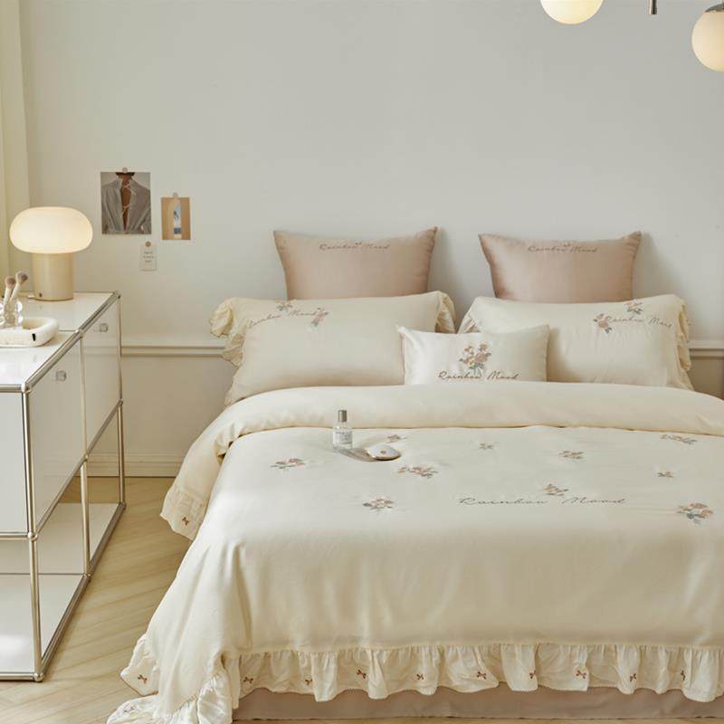 正品四夏季兰精丝件套冰丝公主风床床上用品真丝滑裸睡品天床单床,淘宝优惠券,粉丝福利购,淘宝优惠卷