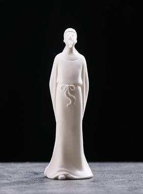 高档创意摆白瓷手工艺品陶瓷仙李白古诗诗人禅意书房客厅代玄关家