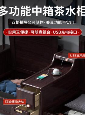 新中式全实木沙发茶几组合大小户型轻奢冬夏两用储物布艺客厅家具