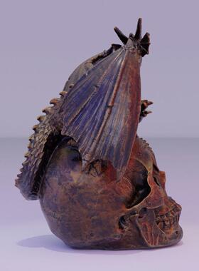 跨境新品飞龙骷髅头雕像树脂工艺品摆件花园装饰桌面雕塑龙摆件