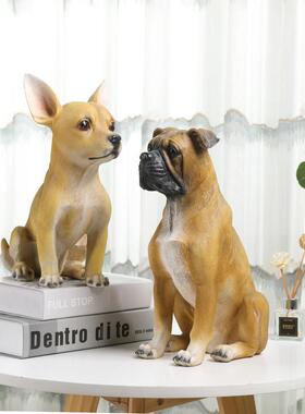 仿真狗摆件杜宾犬动物模型雕塑客厅玄关电视柜装饰树脂工艺品