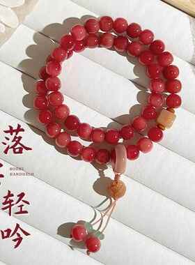 抖音新品爆款菩提根手串女绕指柔盘玩念珠双圈手持男佛珠文玩手链