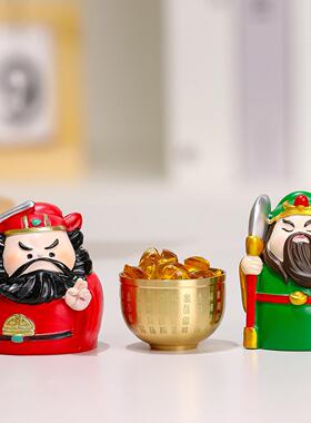 中式小神仙国潮五路财神爷家居办公室工位摆件供奉贡品国潮好寓意