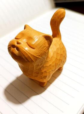 去一个有风的地方娜娜送大麦和同样的木雕猫生日礼物桌面装饰品茶