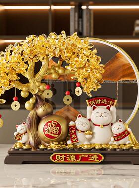 发财树流沙画招财猫摆件客厅轻奢高档新房子乔迁新居礼物开业礼品