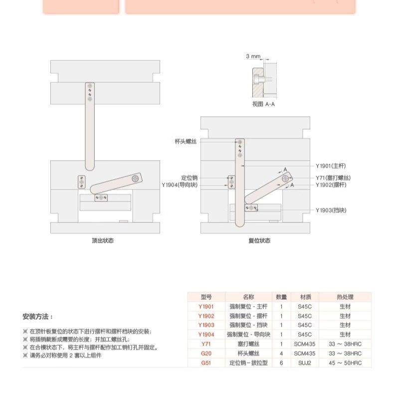 模具Y19强制覆位 主杆覆位机构 早回机构 强拉回位顶针板早回装置,淘宝优惠券,粉丝福利购,淘宝优惠卷