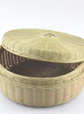 鸡蛋筐大竹筐竹编制品竹编收纳筐家用带盖厨房圆形馒头筐农家馍筐