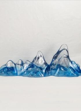 酒店玄关创意摆件透明树脂雕塑冰山拉丝灰透摆件