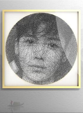 彩色钉子绕线画DIY手工制作成品定制照片钉子画弦丝画生日礼物