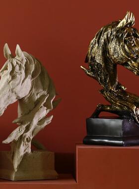 客厅高端精致摆件美式乡村复古工艺创意马头家居饰品客厅电视机柜