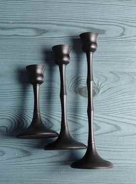 ins创意覆古北欧烛台 金属铁艺烛台托盘烛光晚餐蜡烛底座铁柱烛台