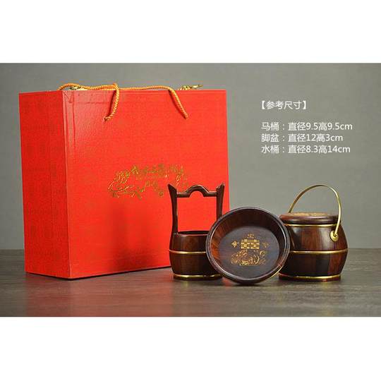 Hochwertige Xin Yizhai-Hochzeitsgeschenke, Fässer aus Mahagoni und Palisander, neuer Hochzeitsschmuck, neue Hauskreationen, Mitgiftbeutel