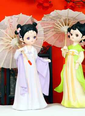 新款汉服摆件女孩千音倾城古风打伞树脂旅游景点纪念品礼物