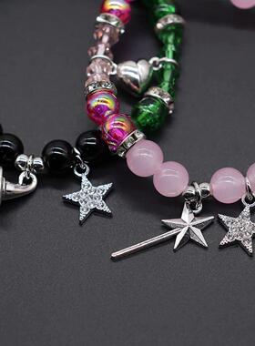 1Pair Magic Stick Hat Crown Pendant Beads Bracelet Couple Ma