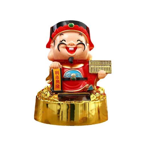 跨境太阳能自动点头财神招财摆件开业礼品汽车装饰家居年货财神 - 图3