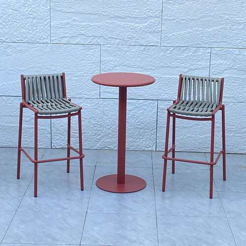 北欧户外藤天编露吧椅吧高端咨询客服高脚凳室外藤椅别墅酒实木吧 - 图0