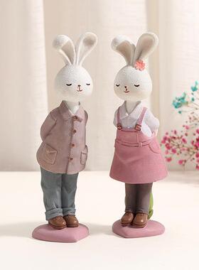 树脂摆件工艺品可爱兔子情侣现代简约卡通动物创意
