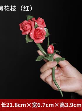 正品东方泥土 手工陶瓷牡友丹花夹 摆件送老婆朋茶架家居卧女室装